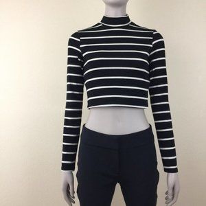Reformation cropped stripe mock neck
